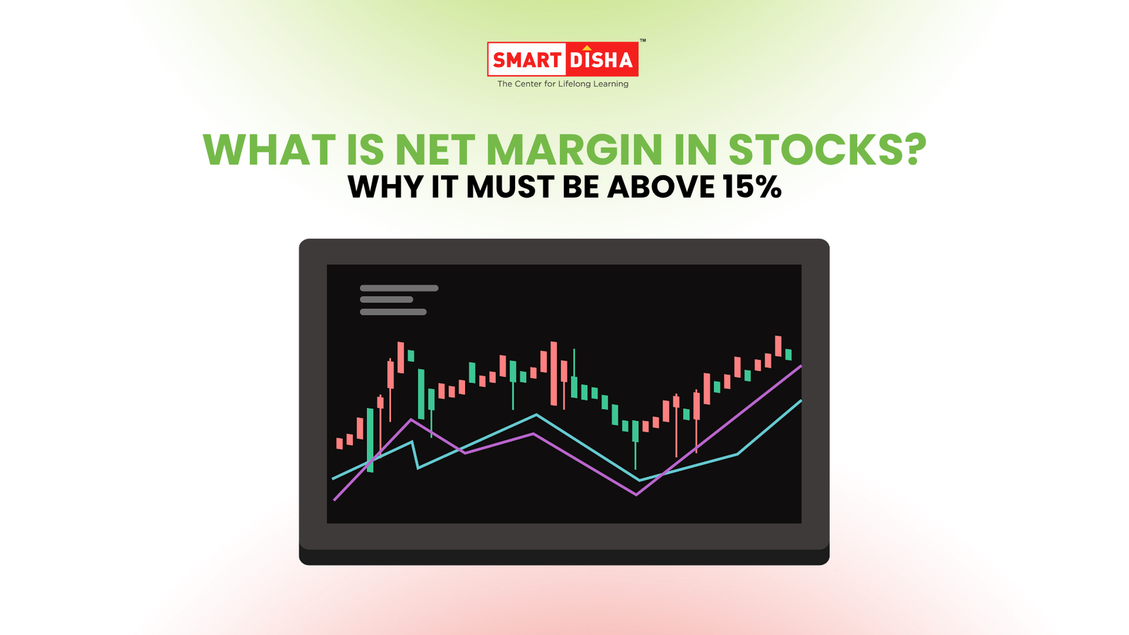 Net profit margin in stocks concept with trading chart displayed on screen showing price movement and trend lines