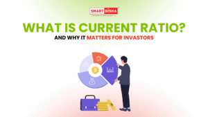 Current ratio in stocks concept showing investor analyzing financial chart and liquidity indicators for stock market evaluation